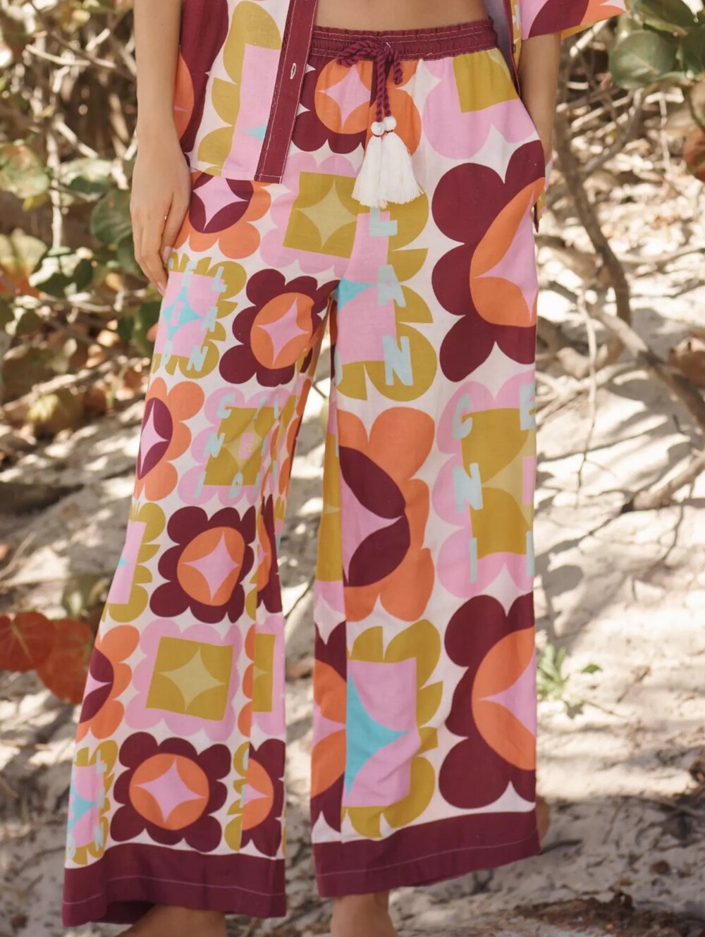 Anthropologie Celandine Wide-Leg Printer Linen Blend Pants